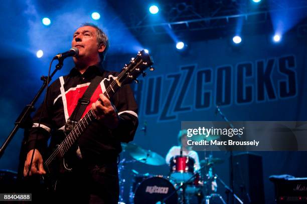 Pete Shelley of The Buzzcocks perform on stage at The Forum on June 10, 2009 in London, England.