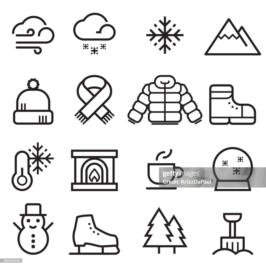 Winter dünne Linie Symbole