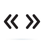 Vector double rounded chevron arrows. Fast forward, skip or next and previous sidebar tab icon.