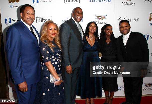 Former MLB player Dave Winfield, Tonya Turner, former NBA player Magic Johnson, Earlitha Kelly, Alvina Stewart, and actor Anthony Anderson attend...