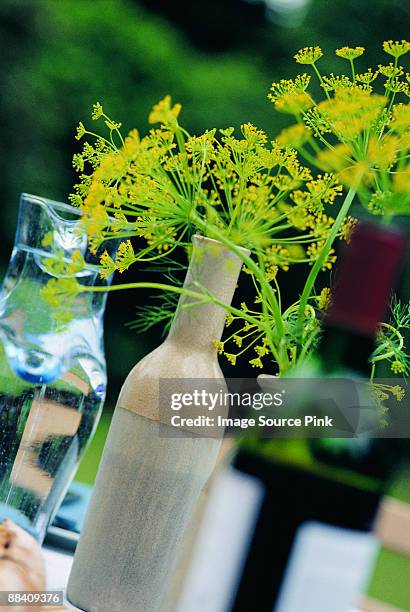 bottles and caraffe - mangiare stockfoto's en -beelden