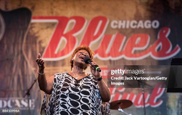 American Soul singer Irma Thomas performs on the Petrillo Music Shell stage at the 33rd Annual Chicago Blues Festival in Grant Park, Chicago,...