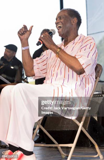 American Blues and Soul singer Cicero Blake performs, with the Otis Clay Tribute Band, on the Crossroads Stage at the 33rd Annual Chicago Blues...