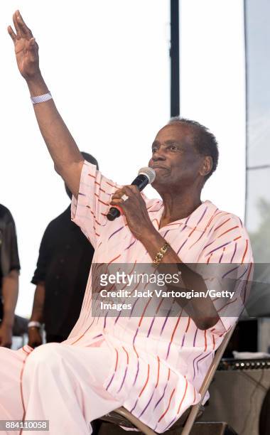 American Blues and Soul singer Cicero Blake performs, with the Otis Clay Tribute Band, on the Crossroads Stage at the 33rd Annual Chicago Blues...