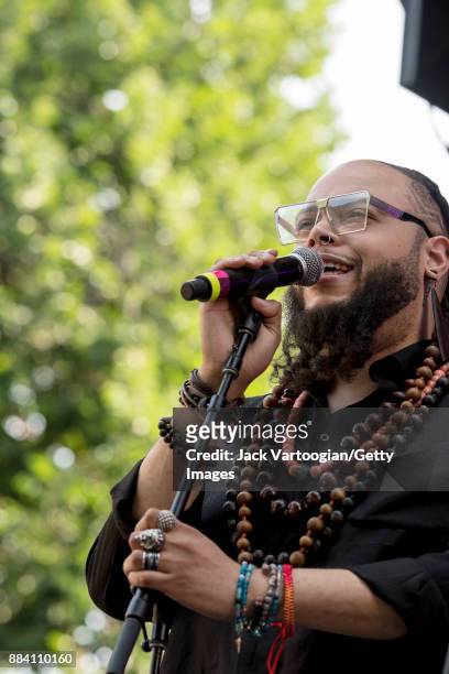 American Jazz vocalist Rasul A-Salaam performs with Alicia Olatuja's band on the final day of the 25th Annual Charlie Parker Jazz Festival in...