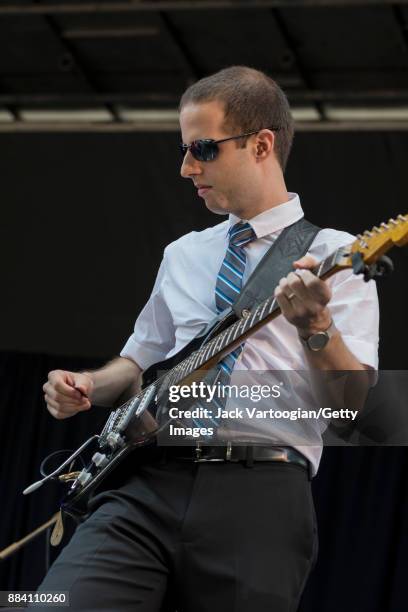 American Jazz musician David Rosenthal plays guitar as he performs with Alicia Olatuja's band on the final day of the 25th Annual Charlie Parker Jazz...