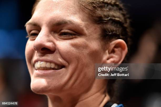 Lauren Murphy prepares to face Barb Honchak in their women's flyweight bout during the TUF Finale event inside Park Theater on December 01, 2017 in...