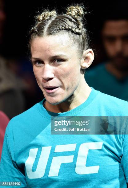 Barb Honchak prepares to face Lauren Murphy in their women's flyweight bout during the TUF Finale event inside Park Theater on December 01, 2017 in...