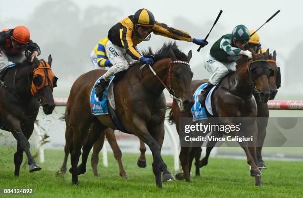 John Allen riding Silent General wins Race 5 during Melbourne Racing at Sandown Hillside on December 2, 2017 in Melbourne, Australia.