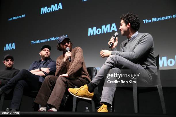 Robert Pattinson, Daniel Lopatin, Joshua Safdie and Ben Safdie attend a Q&A for MoMA's Contenders Screening of "Good Time" at MoMA on December 1,...