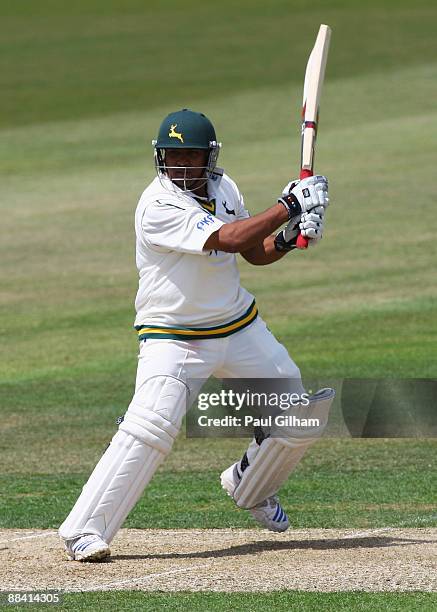 Samit Patel of Nottinghamshire hits out during day one of four of the LV County Championship Division One match between Hampshire and Nottinghamshire...