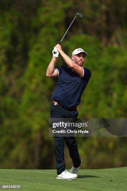 Adam Bland plays a shot during day three of the 2017 Australian PGA Championship at Royal Pines Resort on December 2, 2017 in Gold Coast, Australia.