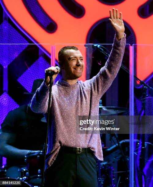 Sam Smith performs onstage during 102.7 KIIS FM's Jingle Ball 2017 presented by Capital One at The Forum on December 1, 2017 in Inglewood, California.
