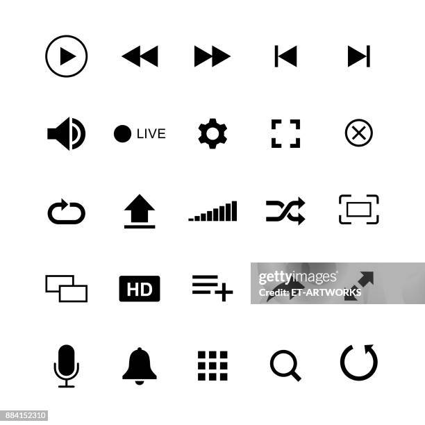 multimedia buttons - vector - button stock illustrations