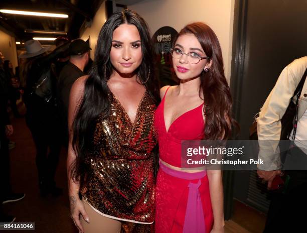 Demi Lovato and Sarah Hyland attend 102.7 KIIS FM's Jingle Ball 2017 presented by Capital One at The Forum on December 1, 2017 in Inglewood,...