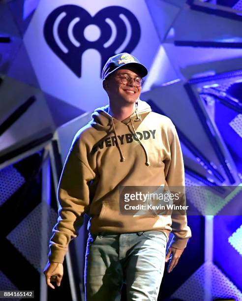 Logic performs onstage during 102.7 KIIS FM's Jingle Ball 2017 presented by Capital One at The Forum on December 1, 2017 in Inglewood, California.