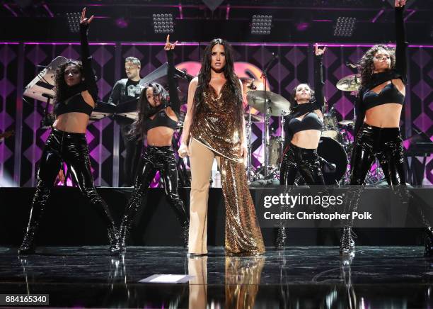 Demi Lovato performs onstage during 102.7 KIIS FM's Jingle Ball 2017 presented by Capital One at The Forum on December 1, 2017 in Inglewood,...