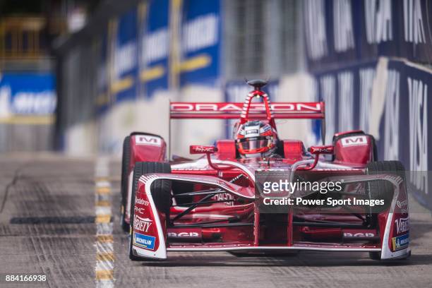 Jerome d'Ambrosio of Belgium from DRAGON competes in the Formula E Qualifying Session 1 during Formula E on December 2, 2017 in Hong Kong, Hong Kong.