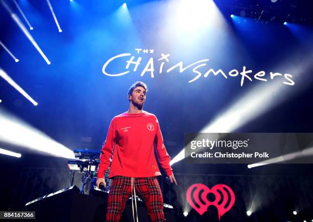 Andrew Taggart of The Chainsmokers performs onstage during 102.7 KIIS FM's Jingle Ball 2017 presented by Capital One at The Forum on December 1, 2017...