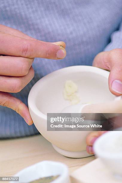 mortar and pestle - cucinare fotografías e imágenes de stock