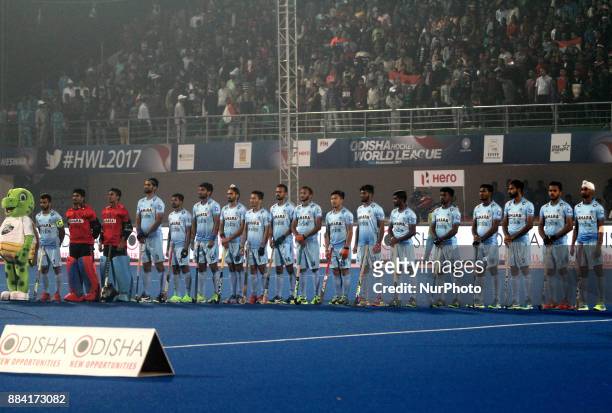 Australia hockey players are fights for the strike against India in the Hockey World League Final 2017 matches in the eastern Indian city...