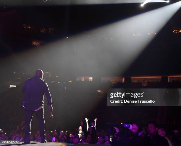 Boyz II Men perform at the Vegas Strong Benefit Concert at T-Mobile Arena to support victims of the October 1 tragedy on the Las Vegas Strip on...