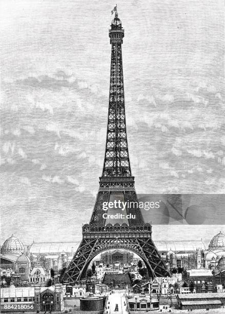 eiffel tower in paris - paris eiffel tower stock illustrations