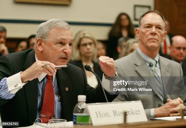 Mark Rosenker , acting chairman of the National Transportation Safety Board speaks while Randolph Babbitt, administrator of the Federal Aviation...