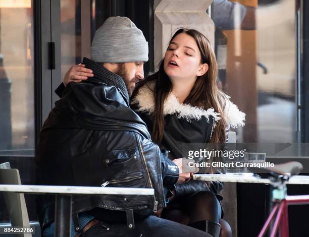 Actor Eoin Macken and his fiancee actress Anya Taylor-Joy are seen outside a restaurant on December 1, 2017 in Philadelphia, Pennsylvania.