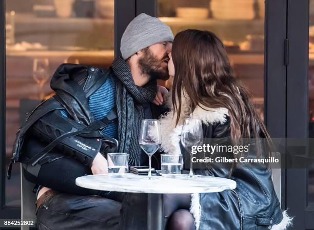 Actor Eoin Macken and his fiancee actress Anya Taylor-Joy are seen outside a restaurant on December 1, 2017 in Philadelphia, Pennsylvania.