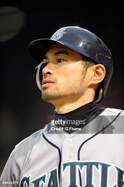Ichiro Suzuki of the Seattle Mariners waits in the on deck circle during the game against the Baltimore Orioles at Camden Yards on June 10, 2009 in...