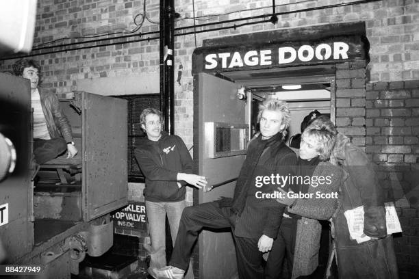 Photo of Andy SUMMERS and POLICE and STING, L-R: Sting, Andy Summers outside stage door - on night when they played Hammersmith Odeon and Hammersmith...