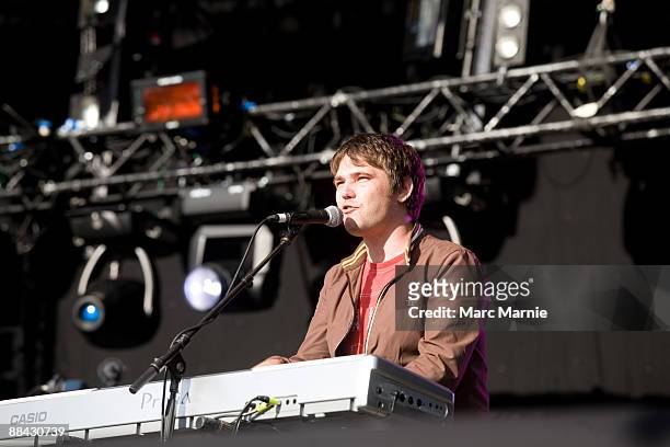 Photo of SCOUTING FOR GIRLS and Roy STRIDE, Roy Stride performing on the Radio 1 / NME stage