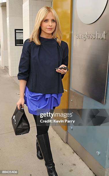 Actress Sarah Michelle Geller spotted choosing new shades at the Sunglass Hut store in the 3rd Street Promenade on June 10, 2009 in Santa Monica,...