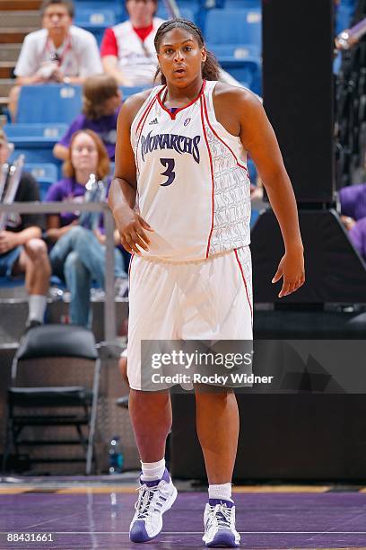 Courtney Paris of the Sacramento Monarchs stands on the court during the WNBA game against the Seattle Storm on June 6, 2009 at ARCO Arena in...