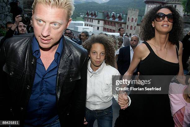 Boris Becker and Sharlely Kerssenberg arrive at the wedding-eve party the day before the wedding of Boris Becker and Sharlely Kerssenberg at Chesa...