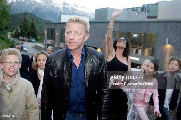 Boris Becker and Sharlely Kerssenberg and children arrive at the wedding-eve party the day before the wedding of Boris Becker and Sharlely...