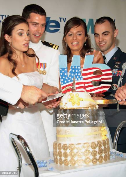 Lt. Kelly Lanning and Megan O'Neill and Staff Sgt. Anthony Perretti and Brittany Cartwright get married at We TV and the USO's "Operation I Do" on...