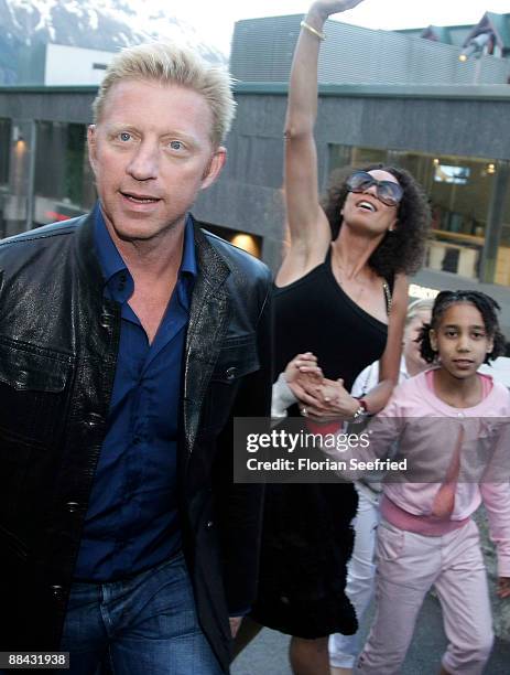 Boris Becker and Sharlely Kerssenberg and children arrive at the wedding-eve party the day before the wedding of Boris Becker and Sharlely...