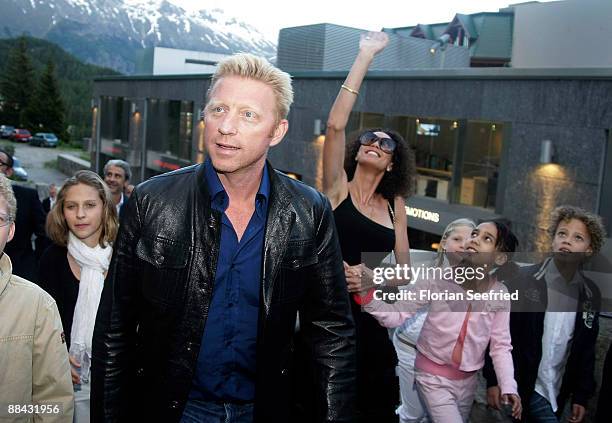 Boris Becker and Sharlely Kerssenberg and children arrive at the wedding-eve party the day before the wedding of Boris Becker and Sharlely...