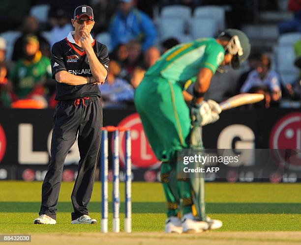 England captain Paul Collingwood looks on during the ICC world Twenty 20 super 8's cricket match against South Africa at Trent Bridge, Nottingham,...