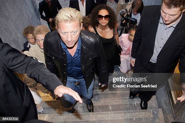 Boris Becker and Sharlely Kerssenberg arrive at the wedding-eve party the day before the wedding of Boris Becker and Sharlely Kerssenberg at Chesa...