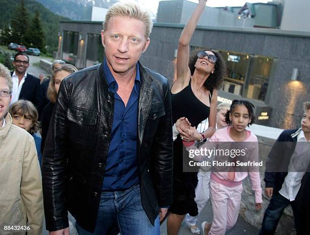 Boris Becker and Sharlely Kerssenberg and children arrive at the wedding-eve party the day before the wedding of Boris Becker and Sharlely...
