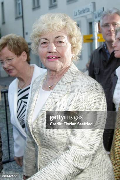 Elvira Becker, mother of Boris Becker, arrives at the wedding-eve party the day before the wedding of Boris Becker and Sharlely Kerssenberg at Chesa...