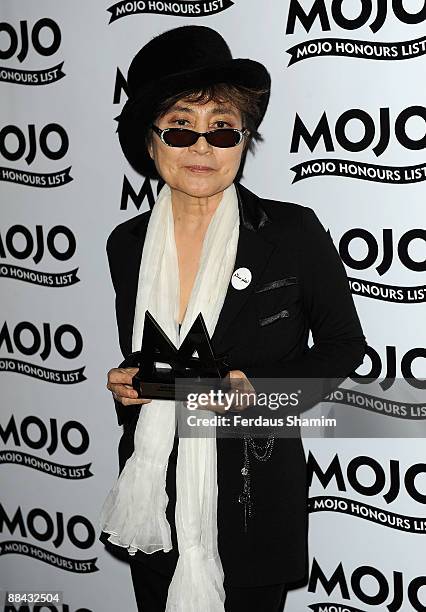 Yoko Ono with her Lifetime Achievement award during the 2009 MOJO Honours List at The Brewery on June 11, 2009 in London, England.