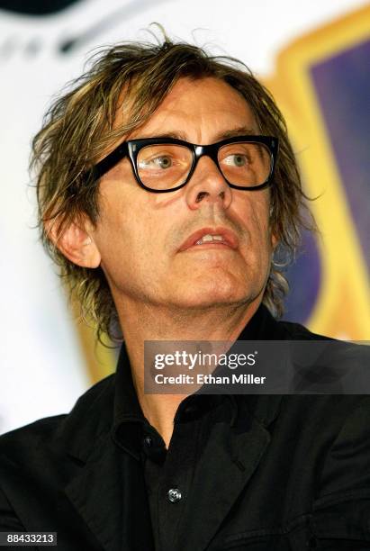 Cheap Trick bassist Tom Petersson appears during a news conference to announce "Sgt. Pepper Live," an exclusive engagement at the Las Vegas Hilton...