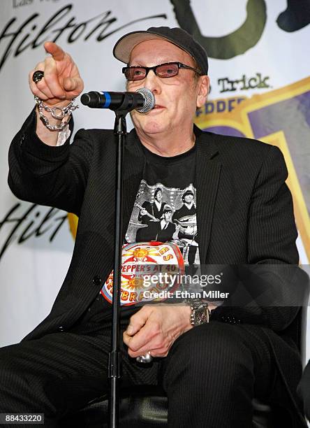 Cheap Trick guitarist Rick Nielsen speaks during a news conference to announce "Sgt. Pepper Live," an exclusive engagement at the Las Vegas Hilton...