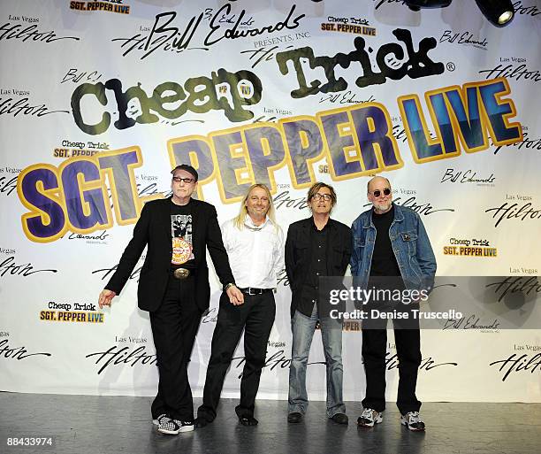 Rick Neilson, Robin Zander, Tom Peterson and Bun E. Carlos attend a press conference announcing the new ''Sgt. Pepper Live'' show featuring Cheap...