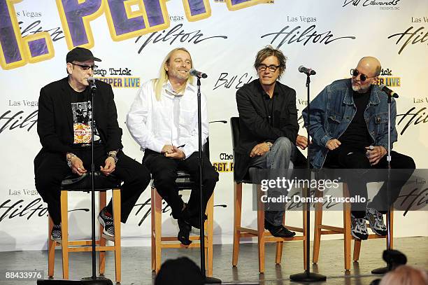 Rick Neilson, Robin Zander, Tom Peterson and Bun E. Carlos attend a press conference announcing the new ''Sgt. Pepper Live'' show featuring Cheap...