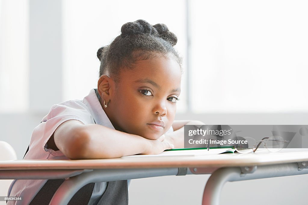 Schoolgirl in class